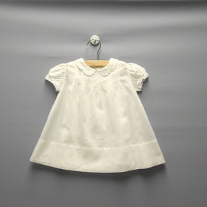 Vintage Baby Clothes | 1940&#39;s White Cotton Embroidered Baby Dress Set | Vintage Baby Dress | White Baby Dress | Size 6 Months