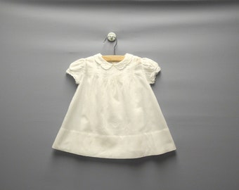 Vintage Baby Clothes, 1940's White Cotton Embroidered Baby Girl Dress Set, Vintage Baby Dress, White Baby Dress, Size 6 Months