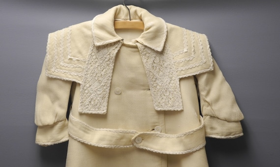 Vintage Baby Clothes, 1900 Handmade Cream Wool Do… - image 2