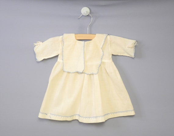 Vintage Baby Dress | 1920s Handmade Cream and Blu… - image 5