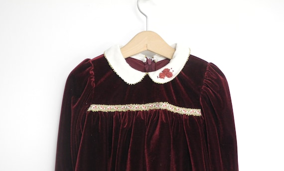 Vintage Girls Clothes | 1980's Burgundy and Ivory… - image 1