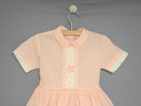 Vintage Girls Clothes | 1950s Pink and White Stri… - image 1