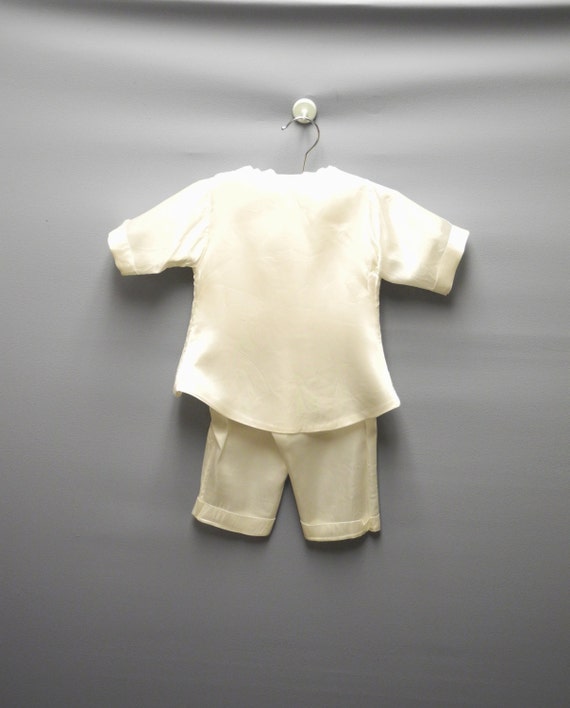 Vintage Baby Clothes, 1950's Ivory Satin Baby Boy… - image 5