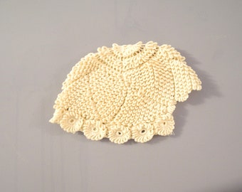 Vintage Baby Bonnet | 1910s Hand Crocheted Cream Baby Bonnet | Vintage Cream Baby Bonnet | Size 3 - 6 Months