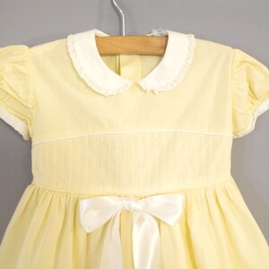 Vintage Baby Clothes 1950's Yellow and White Cotton Baby Dress Vintage Baby Dress Size 9 12 Months image 2