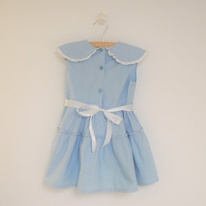 Vintage Baby Dress 1950's Light Blue and White Sleeveless Cotton Baby Dress 1950s Blue Baby Dress Vintage Baby Dress Size 3T image 4