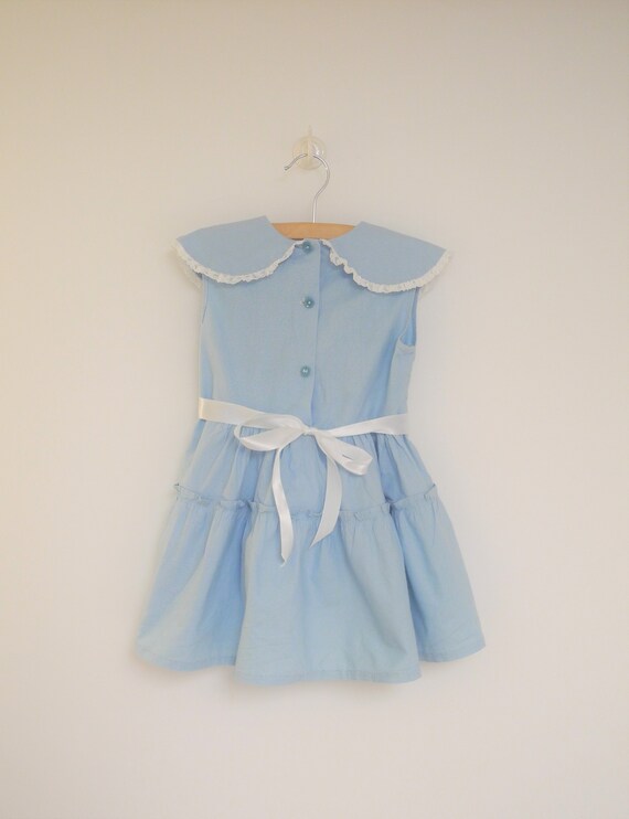 Vintage Baby Dress | 1950's Light Blue and White … - image 4