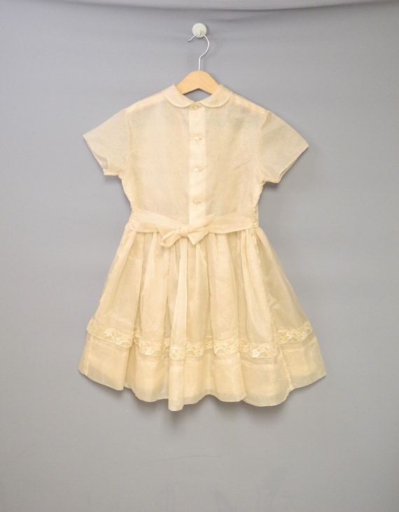 Vintage Girls Clothes | 1950's Beige Chiffon Girl… - image 5