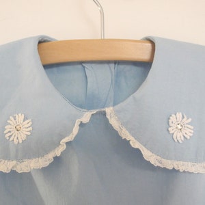 Vintage Baby Dress 1950's Light Blue and White Sleeveless Cotton Baby Dress 1950s Blue Baby Dress Vintage Baby Dress Size 3T image 3