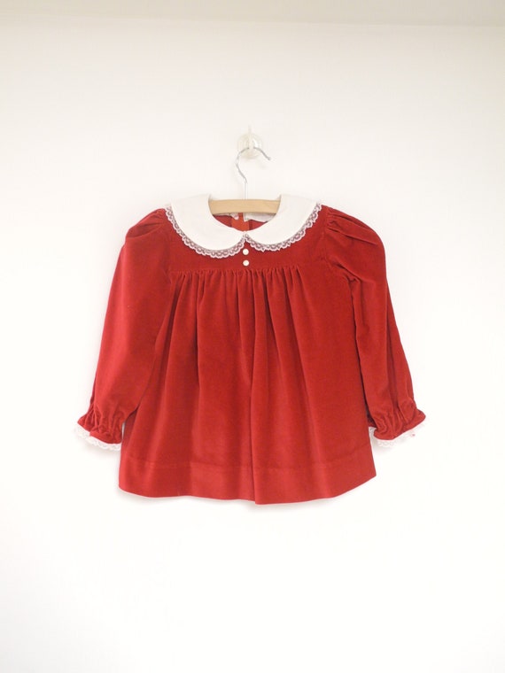 Vintage Baby Dress | 1960's Handmade Red Velveteen