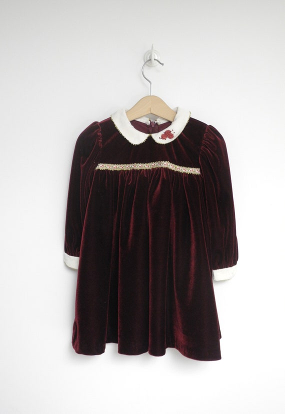 Vintage Girls Clothes | 1980's Burgundy and Ivory… - image 2