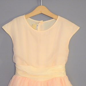 Vintage Girls Clothes | 1950&#39;s Pink and Ivory Sleeveless Chiffon Girls Dress | Vintage Girls Dress | Size 7 - 8
