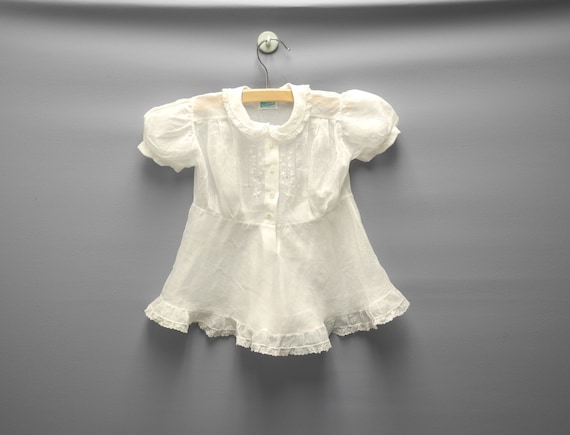 Vintage Baby Clothes, 1940's Twin White Cotton Vo… - image 2