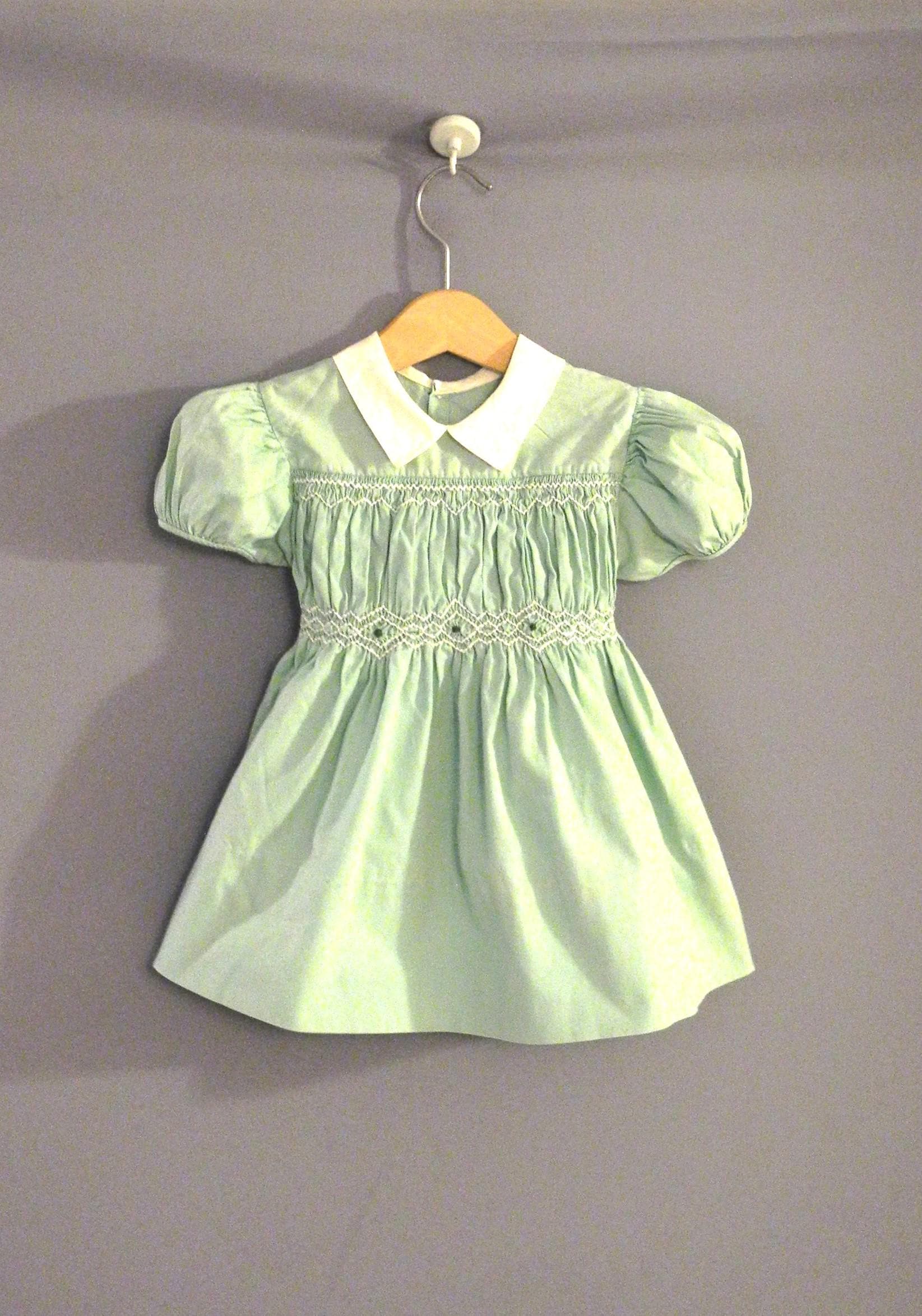 mint green smocked dress Baby Girls Mint Green Smocked Day Dress & Bonnet main image 1