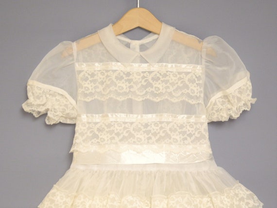 Vintage Girls Clothes | 1950's Cream Chiffon Girl… - image 1