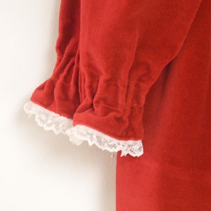 Vintage Baby Dress 1960's Handmade Red Velveteen Baby Dress Velvet Baby Dress Size 18 24 Months image 3