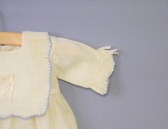 Vintage Baby Dress | 1920s Handmade Cream and Blu… - image 3