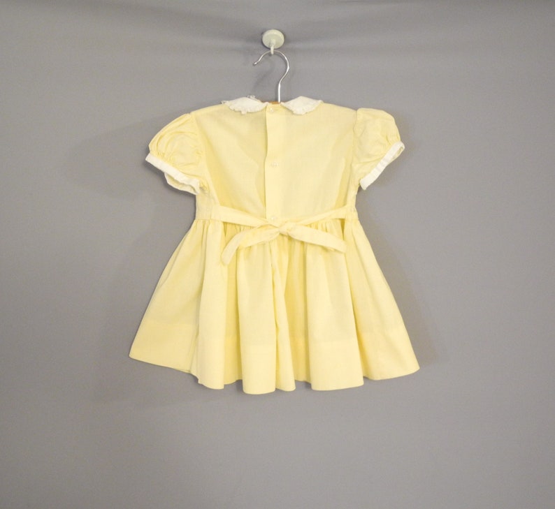 Vintage Baby Clothes 1950's Yellow and White Cotton Baby Dress Vintage Baby Dress Size 9 12 Months image 3