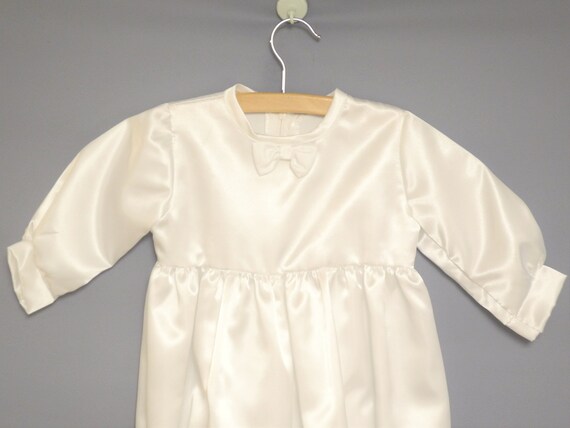 Vintage Baby Clothes, 1970's White Satin Baby Boy