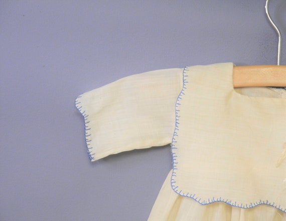 Vintage Baby Dress | 1920s Handmade Cream and Blu… - image 4