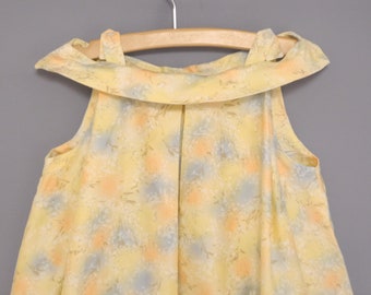 Vintage 1950s Saks Fifth Avenue Sleeveless Yellow Floral Baby Dress - Size 3T