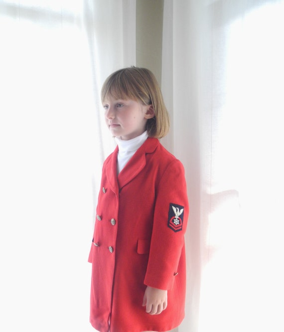 Vintage Baby Clothes, 1940's Red Wool Double Breas