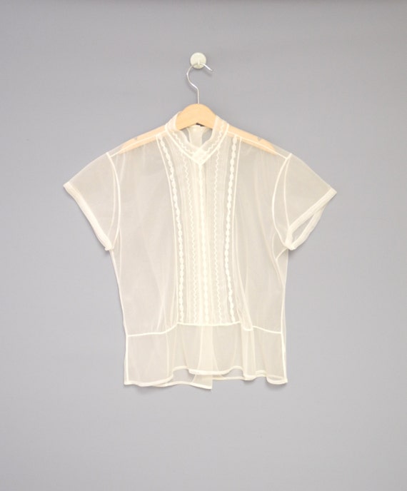 Vintage Girl's Clothes, 1950's Ivory Chffon Embroi