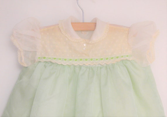 Vintage Baby Dress | 1950's Handmade Mint Green a… - image 2