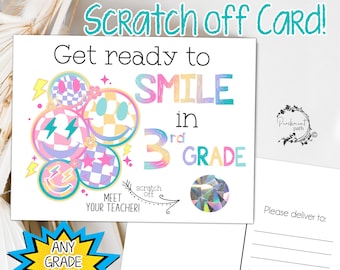 Scratch Off Postcard - Smile Welcome Postcard for Students or Kids  - Note From Teacher - Back to School - School Cards - Meet the Teacher