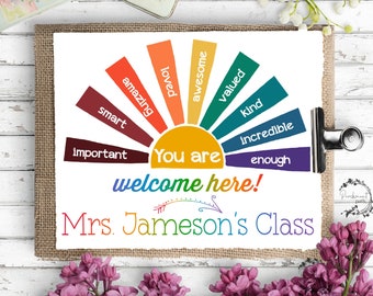 Rainbow Classroom Poster – Teacher Sign, Welcome to My Class (Digital File)