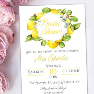 Lemon Bridal Shower Invitation Printable Invitation Printed Invitations image 2