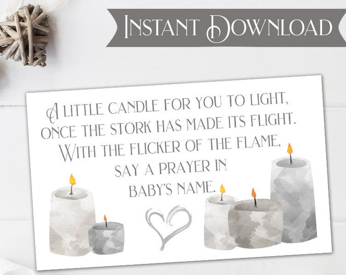 Baby Shower Favor Light a Candle Baby Wishes Card Gender Etsy