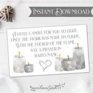 Favor de baby shower - Encender una vela Tarjeta de deseos de bebé - Género neutro - Revelación de género - Etiqueta de favor de vela - Imprimible - Descarga instantánea
