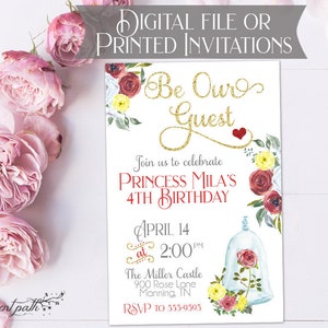 Be Our Guest Birthday Invitation - Princess Birthday Invitation ...