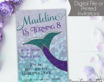 Mermaid Birthday Invitation - Under the Sea Party - Printable - Mermaid Party - First Birthday - Girl Birthday Party - Pool Party