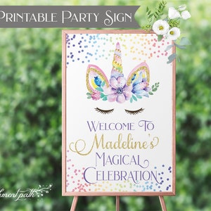 Unicorn Birthday Sign - Printable Party Sign - Unicorn Party - Unicorn Backdrop - Personalized Birthday Sign