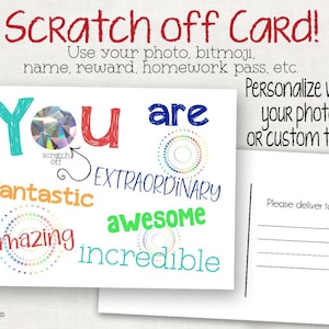 Scratch Off Postcard - Postcard for Students or Kids  - Note From Teacher - Happy Mail from Teacher - School Cards