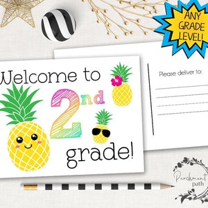 Postcard for Students - Pineapple Note From Teacher - Welcome to My Class - Happy Mail from Teacher - Distance Learning Teacher Postcards