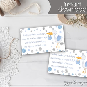 Favor de baby shower - Encender una vela Tarjeta de deseos de bebé - Bebé niño - Imprimible - Baby Shower - Etiqueta de favor de vela - Imprimible - Descarga instantánea