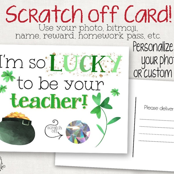 valentine no homework pass Scratch Off Postcard - Postcard for Students or Kids - Note From Teacher - Back to School - School Cards - St Patrick's Day Lucky
