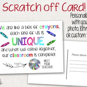 Scratch Off Postcard - Crayon Box Postcard for Students or Kids  - Note From Teacher - Back to School - School Cards - Meet the Teacher