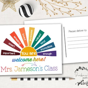 Rainbow Teacher Postcard - Back to School, You Are Enough