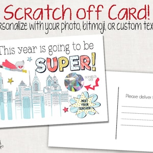 Scratch Off Postcard Superhero - Welcome Postcard for Students  - Note From Teacher - Back to School - School Cards - Meet the Teacher