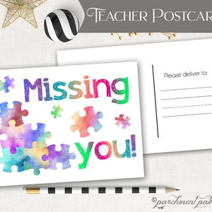 Postcard for Students Note From Teacher Happy Mail from Teacher School Postcard Teacher Postcards Miss You image 1