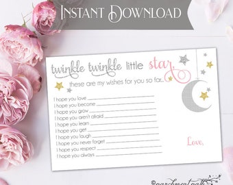 Twinkle Star Baby Wishes Keepsake – Girl Shower Game (Instant Download)