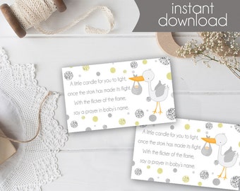 Baby Shower Candle Favor Tags – Printable Baby Wishes Card (Instant Download)