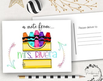Crayon Box Postcard - Note From Teacher, Student Happy Mail