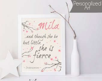 Shakespeare Nursery Art Print, Though She Be But Little Quote (8x10, JPEG)