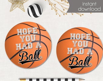 Basketball Favor Tags – Birthday Party Stickers (Printable, Instant Download)