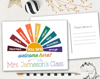 Rainbow Teacher Postcard - Back to School, You Are Enough